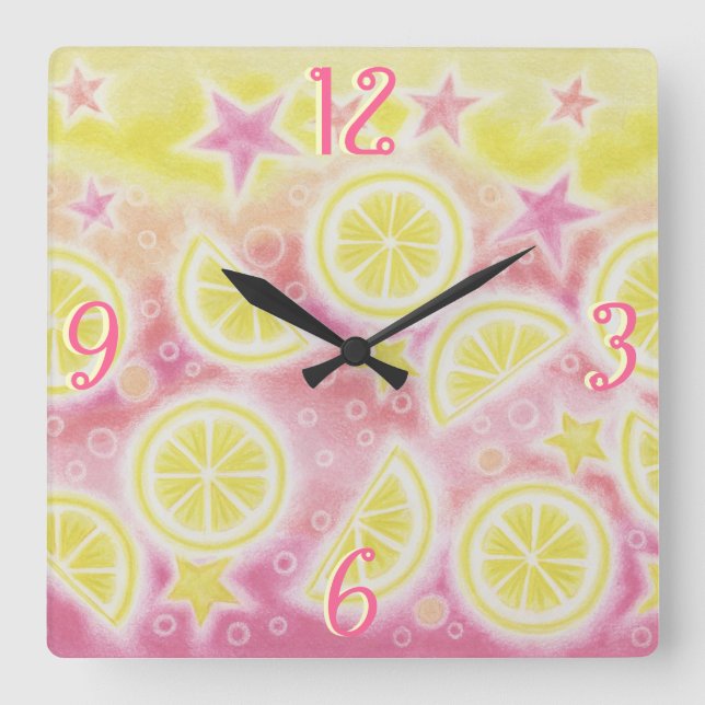 Pink Lemonade 'Numbers' clock square (Front)