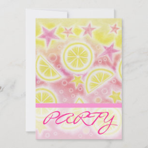 Pink Lemonade 'PARTY' invitation stripe