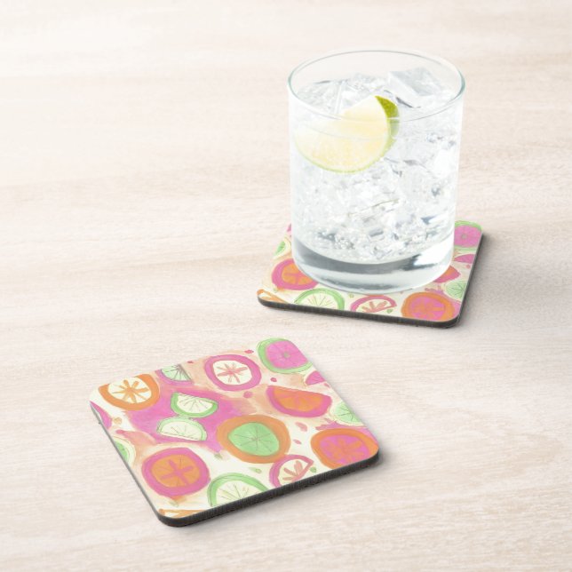 Pink Lemonade Pattern Coaster (Right Side)