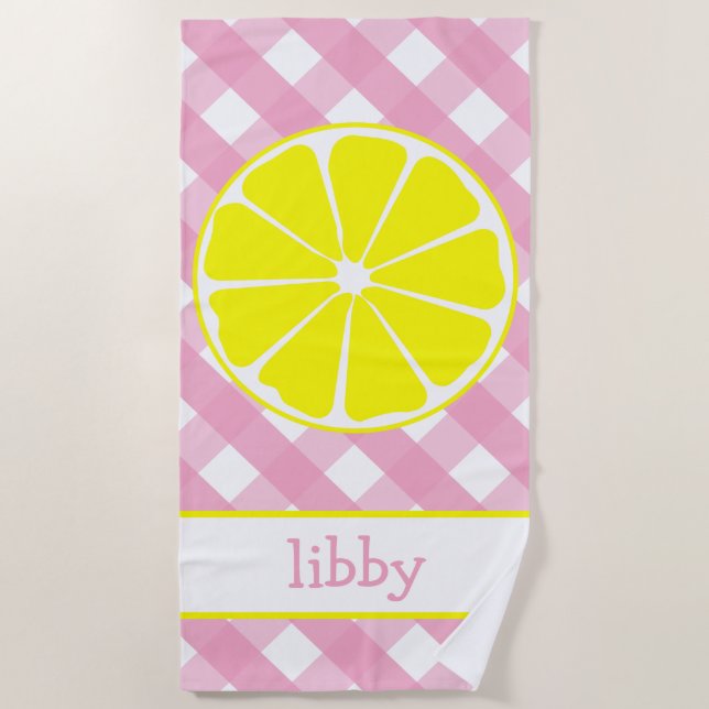 Pink Lemonade Personalized Beach Towel (Front)