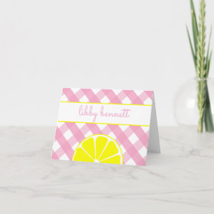Pink Lemonade Personalized Folded Note Cards