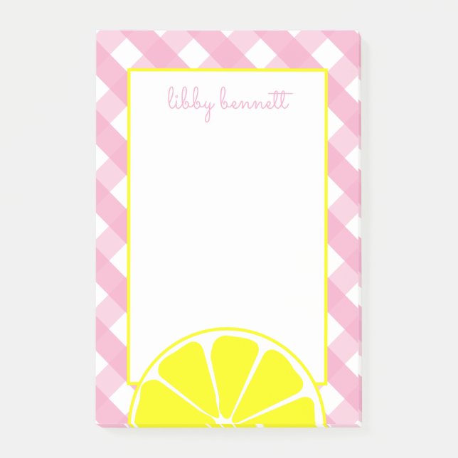 Pink Lemonade Personalized Post-it Notepad (Front)