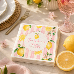 Pink Lemonade Summer Lemon Bridal Shower Napkin