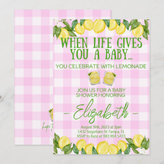Pink Lemonade Themed Baby Shower Invitation