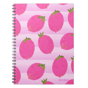 Pink Lemons Lemonade Summer Fruit Watercolor Fun Notebook