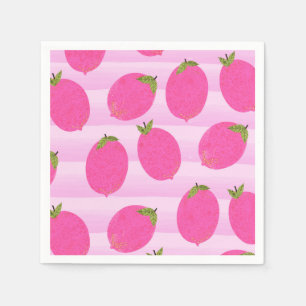 Pink Lemons Lemonade Summer Fruit Watercolor Party Napkin