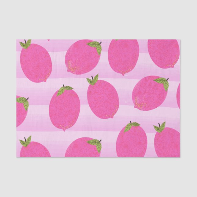 Pink Lemons Lemonade Summer Fruit Watercolor Party Tissue Paper (Front)