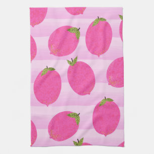 Pink Lemons Summer Fruit Watercolor Fun Bright Kitchen Towel