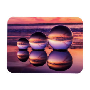 Pink Lensball California Beach Sunset Magnet