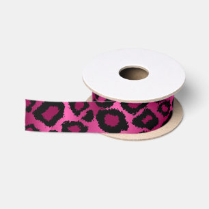 Pink Leopard Animal Print Satin Ribbon