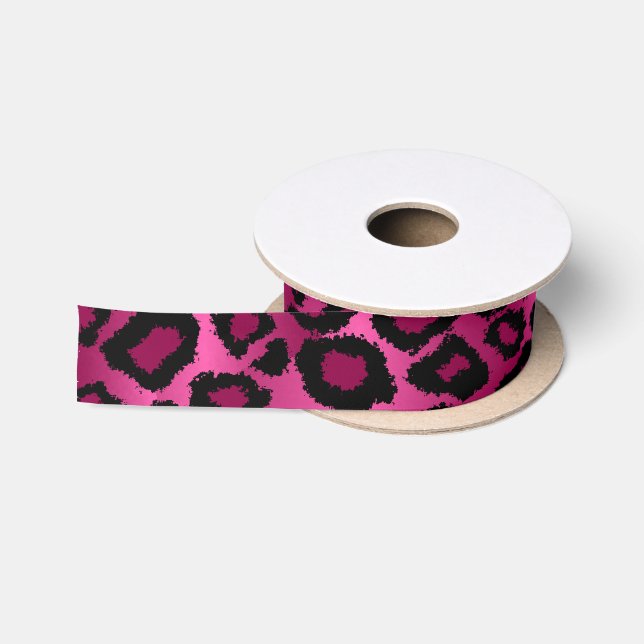 Pink Leopard Animal Print Satin Ribbon (Spool)