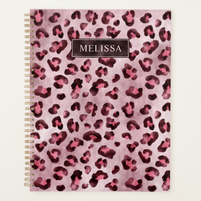 Pink Leopard Animal Print With Faux Foil And Name (Devant)