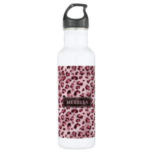 Pink Leopard Animal Print With Faux Foil And Name 710 Ml Water Bottle