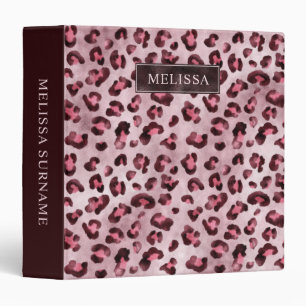 Pink Leopard Animal Print With Faux Foil And Name Binder