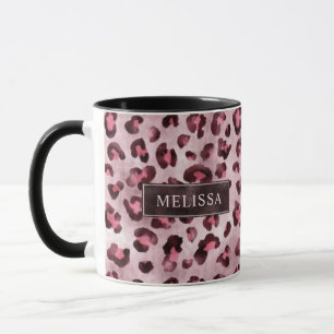 Pink Leopard Animal Print With Faux Foil And Name Mug