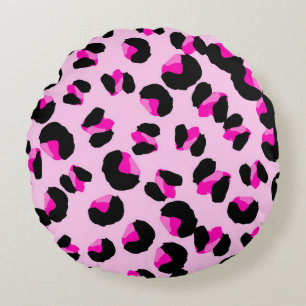 Pink leopard. Animal skin pattern. Leopard. Panthe Round Pillow