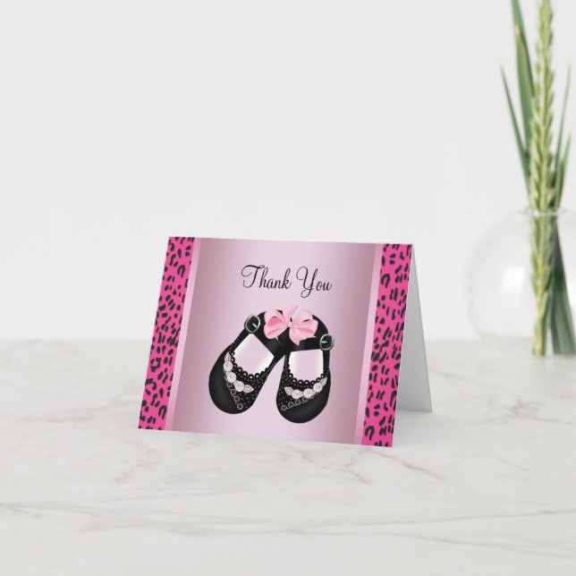 Pink Leopard Baby Shower Thank You (Front)