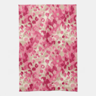 Pink Leopard Brush Stroke Seamless Pattern Kitchen Towel