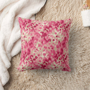Pink Leopard Brush Stroke Seamless Pattern Throw Pillow