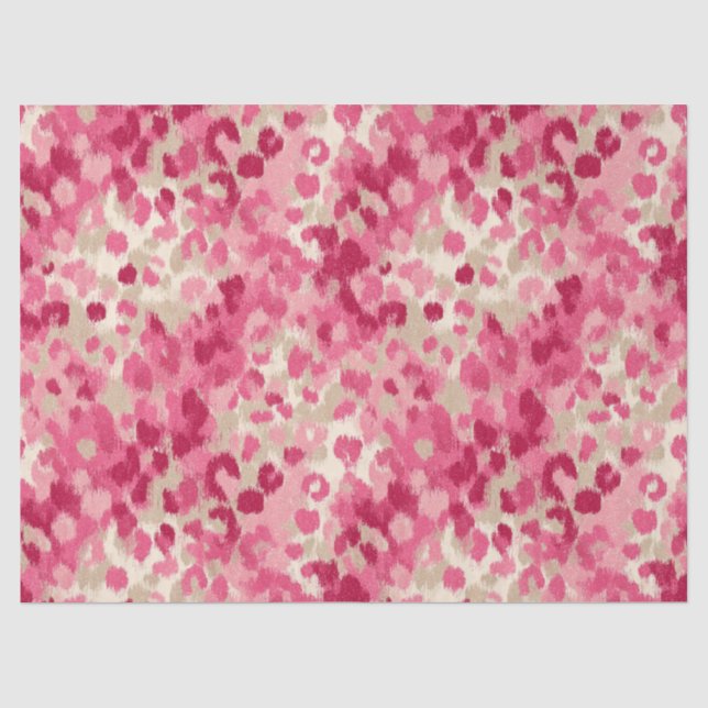 Pink Leopard Brush Stroke Seamless Pattern Tissue Paper (Front)