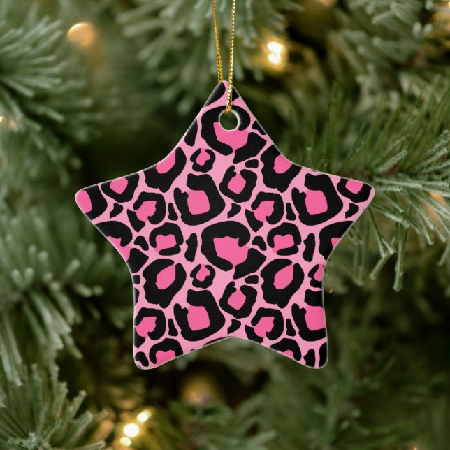Pink Leopard Ceramic Ornament (Tree)