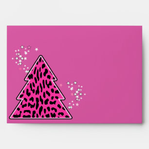 Pink Leopard Cheetah Christmas Tree Envelopes