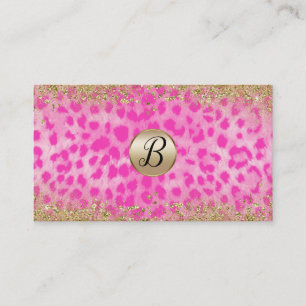 Pink Leopard Cheetah Gold Glitter Customer Loyalty Card