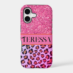 Pink Leopard cheetah pattern pink sparkle glitter