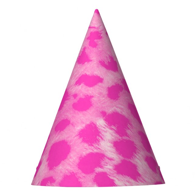 Pink Leopard Cheetah Wild Jungle Birthday Party Party Hat (Front)