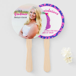 Pink Leopard Graduation Set of Fans