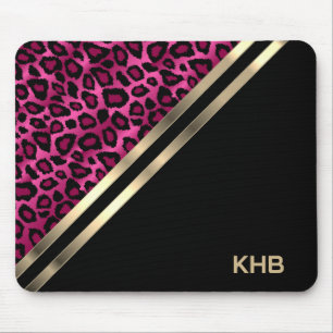 Pink Leopard - Monogram Mouse Pad