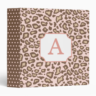 Pink Leopard Monogram School Scrapbook Classeur ca