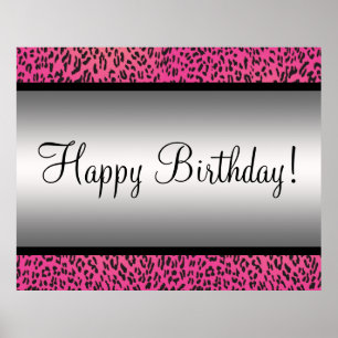 Pink Leopard Party Banner Poster
