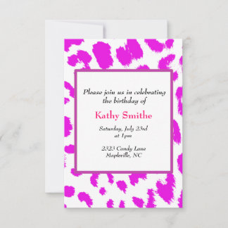 Pink Leopard Pattern Birthday Invitation