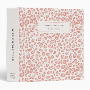 Pink Leopard Pattern College Academic Planner Binder