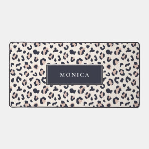 Pink Leopard pattern custom name  Desk Mat