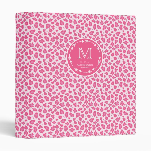 Pink Leopard Pattern - Cute Personalized Binder (Front/Spine)