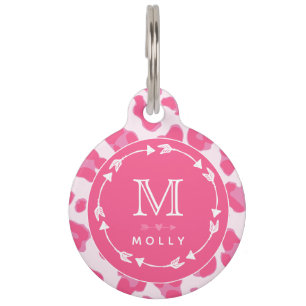 Pink Leopard Pattern - Cute Personalized Pet Tag