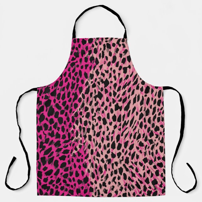 Pink leopard pattern textile fabricanimal,backgrou apron (Front)