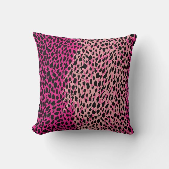 Pink leopard pattern textile fabricanimal,backgrou throw pillow (Front)