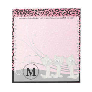 Pink Leopard Pattern with Funny Cats  Notepad