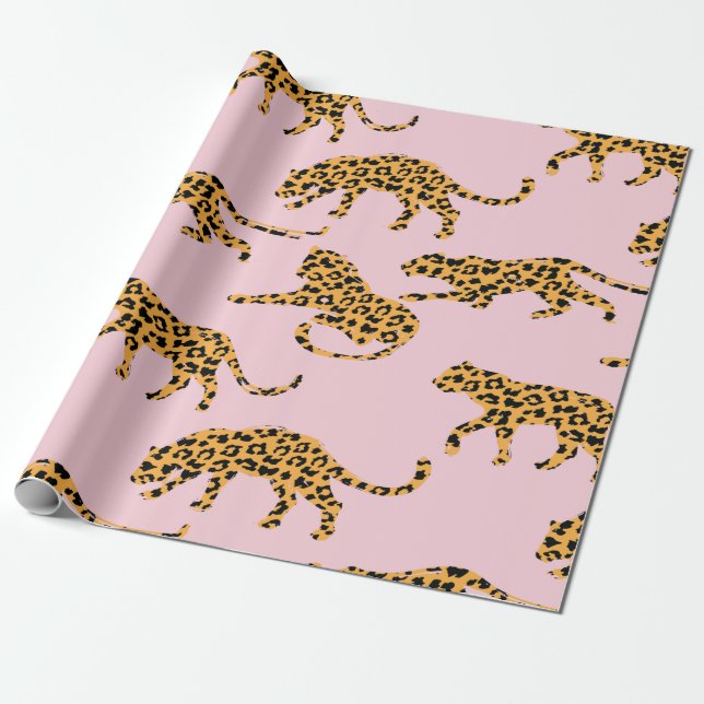 Pink Leopard Pattern Wrapping Paper (Unrolled)