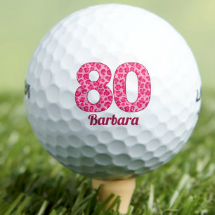 Pink Leopard Print 80th Birthday Golfer 80 Years Golf Balls