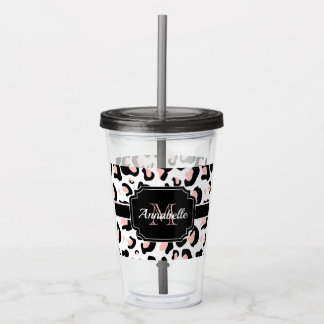 Pink Leopard Print Acrylic Tumbler