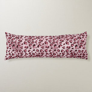 Pink Leopard Print Artistic Wild Cat Fur Texture Body Pillow