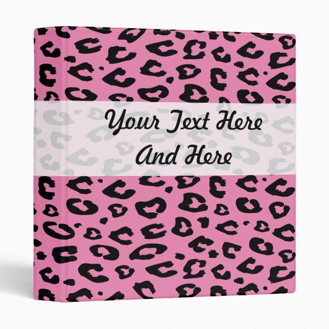 Pink leopard print binder | Personalizable (Front/Spine)