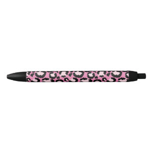 Pink Leopard Print Black Ink Pen