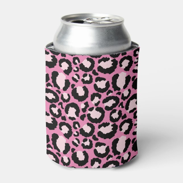 Pink Leopard Print Can Cooler (Can Front)