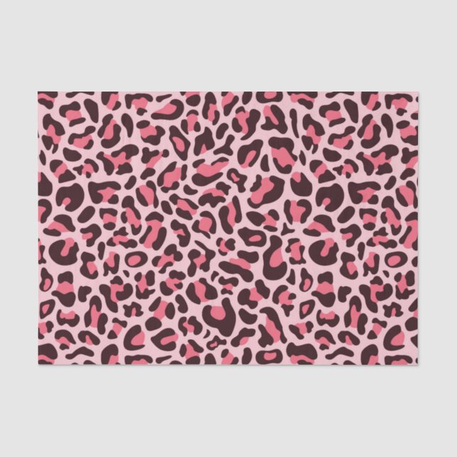 Pink Leopard Print Cheetah Print Decoupage Tissue Paper (Front)