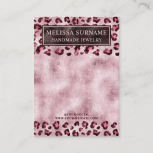 Pink Leopard Print Faux Foil Jewellery Display Car Business Card